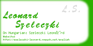 leonard szeleczki business card